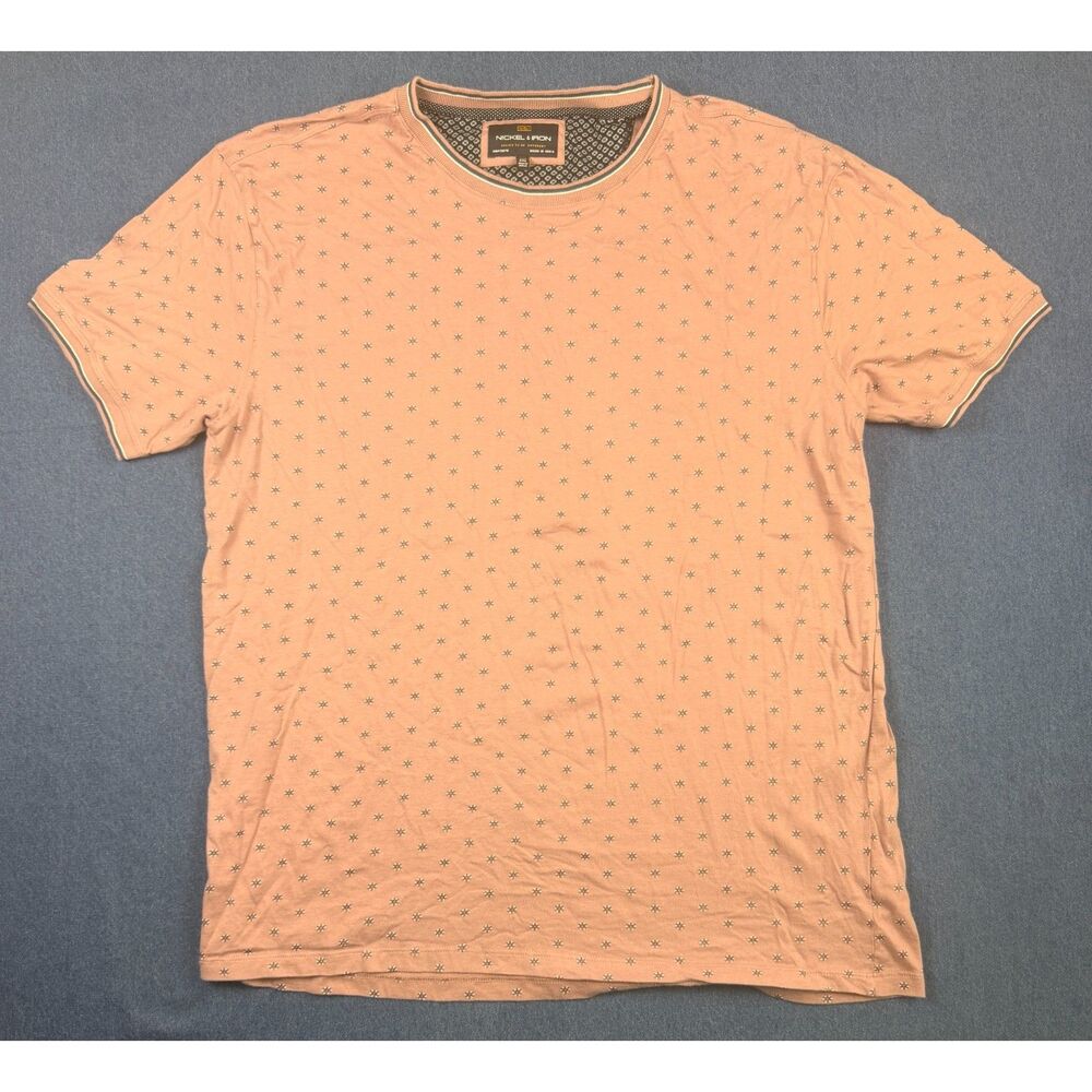 Nickel & Iron Men’s XXL Pink Geometric Print Ringer T-Shirt Short Sleeve